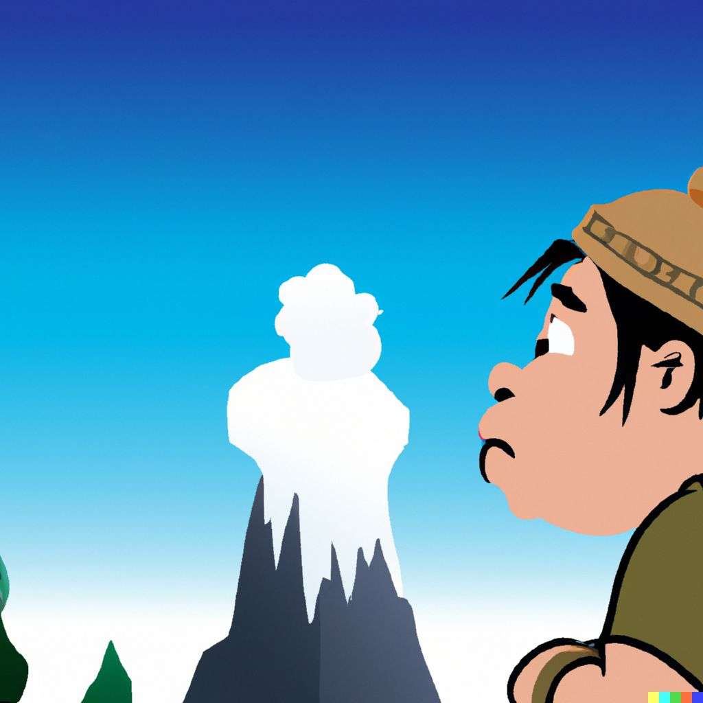 someone gazing at Mount Everest, Disney character